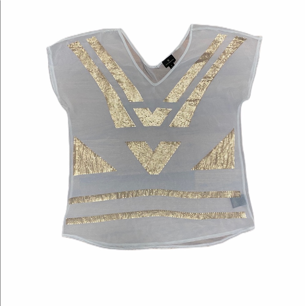 🌸Worthington Sheer Cap Sleeve Top Size Large